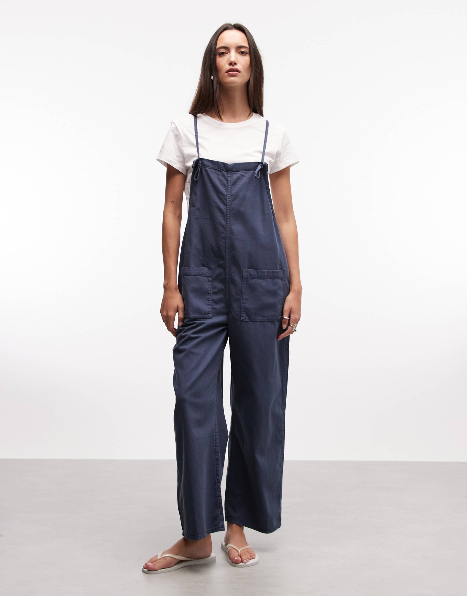 monki olga twill overalls in blue wash