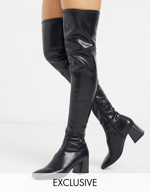 Monki over the knee boots in black
