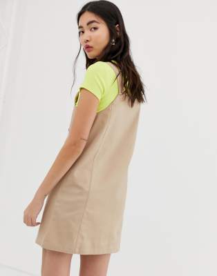 beige dungaree dress