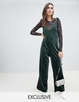 green velvet overalls