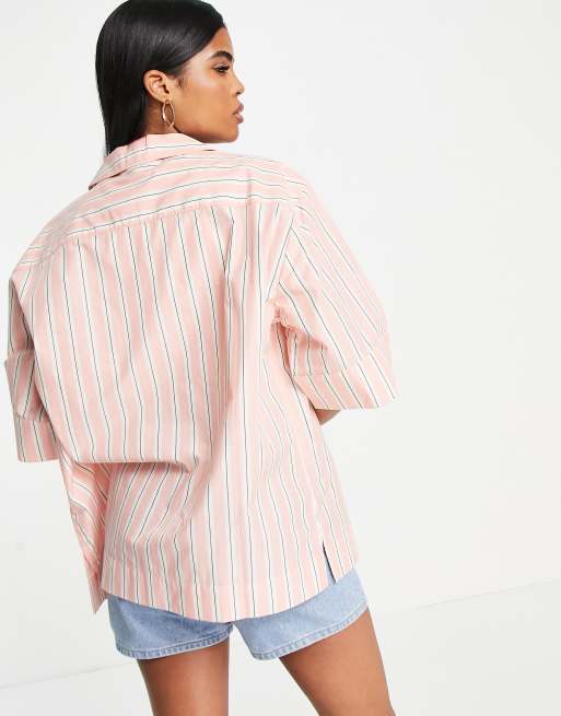 Monki - Overhemd met reverskraag en roze strepen, deel van co-ord set, 3 van 4