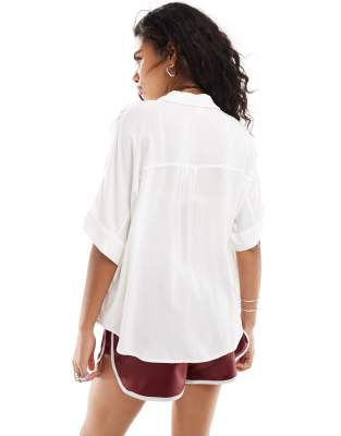 Monki Oversize Boxy Blouse In White