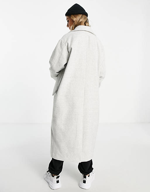 Coats & Jackets Monki oversize long check coat in off white 