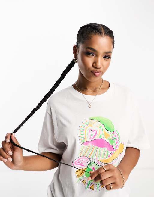 Monki oversize love love t shirt in white