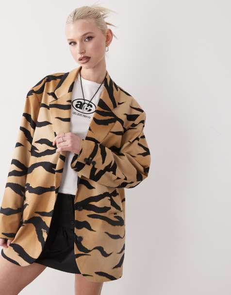 Monki oversized blazer in tiger print - view 1