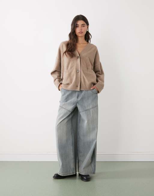 Monki oversized cardigan in brown, 2 of 4