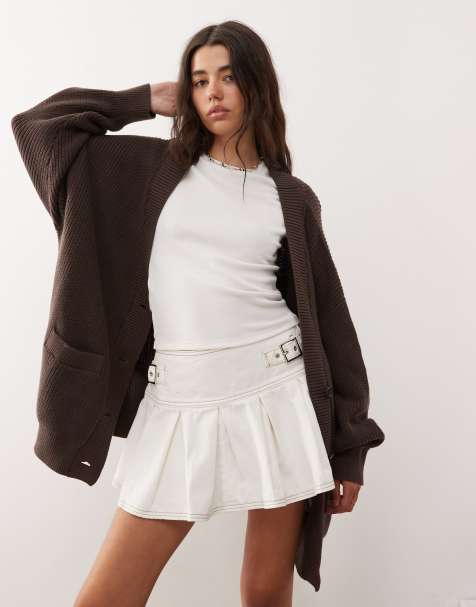 Monki oversized cardigan in chocolate brown - view 1