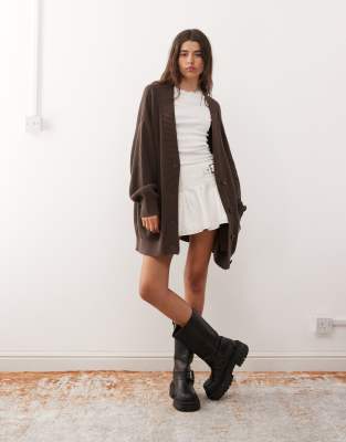 Monki Oversized Cardigan In Brown