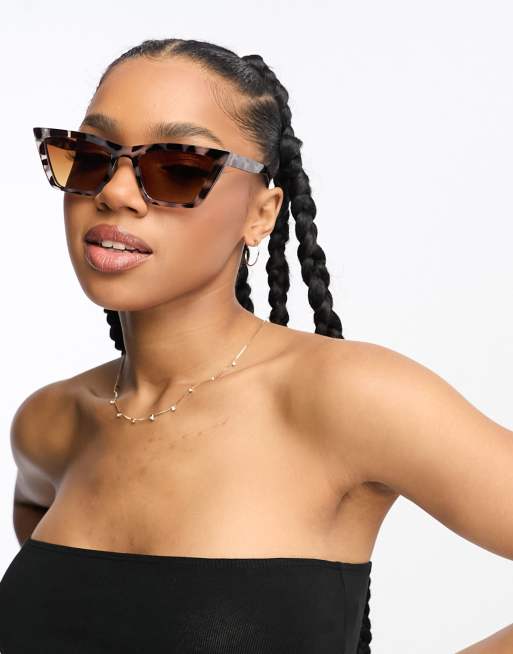 Monki - Oversized cat eye-solbriller i brunt skildpaddemønster, 3 af 4