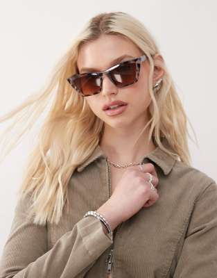 Monki Monki oversized cat eye sunglasses in silver