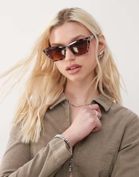 Monki oversized cat eye sunglasses in silver - view 1