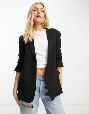 Monki Oversized Dad Blazer In Black