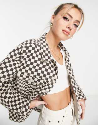 checkered jean jacket