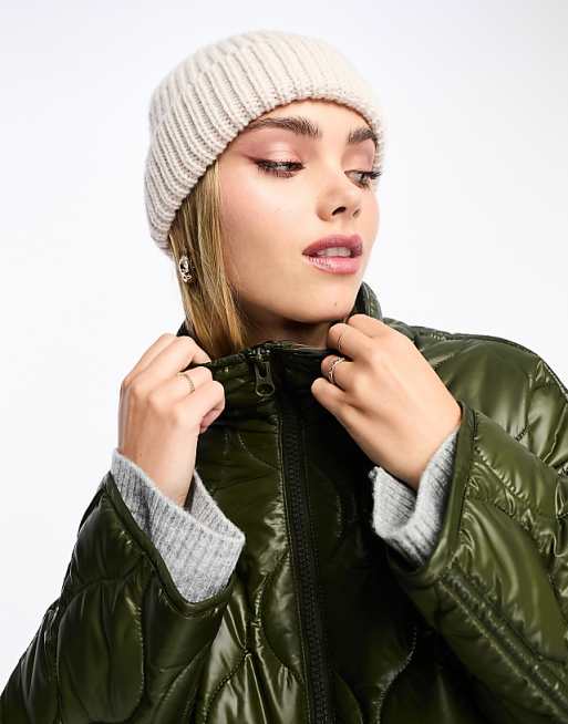 Monki oversized diamond quilted jacket in dark olive green Monki oversized diamond quilted jacket in dark olive green