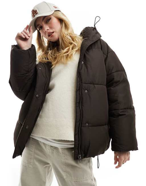 Monki puffer cheap jacket with hood