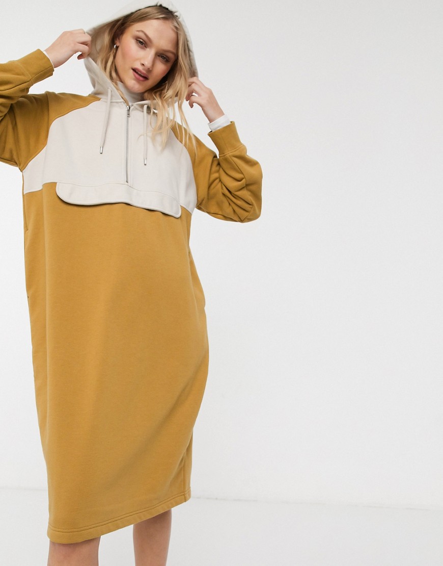 Monki - Oversized hoodie-jurk met kleurvlakken in beige