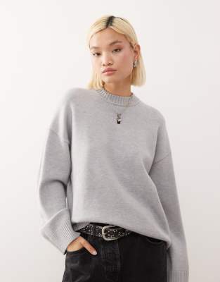 Monki Monki oversized jumper with drop shoulder in grey melange