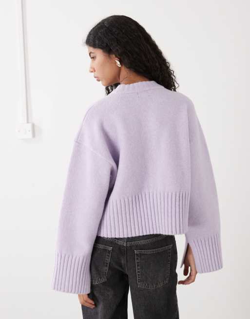 Monki oversized knit sweater in lilac, 3 of 4