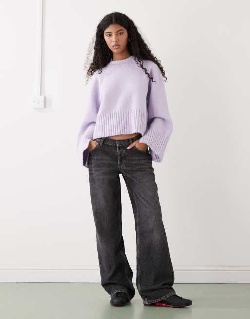 Monki oversized knit sweater in lilac, 4 of 4
