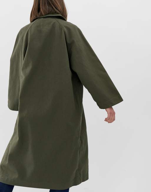 Monki oversized lightweight coat in khaki ASOS