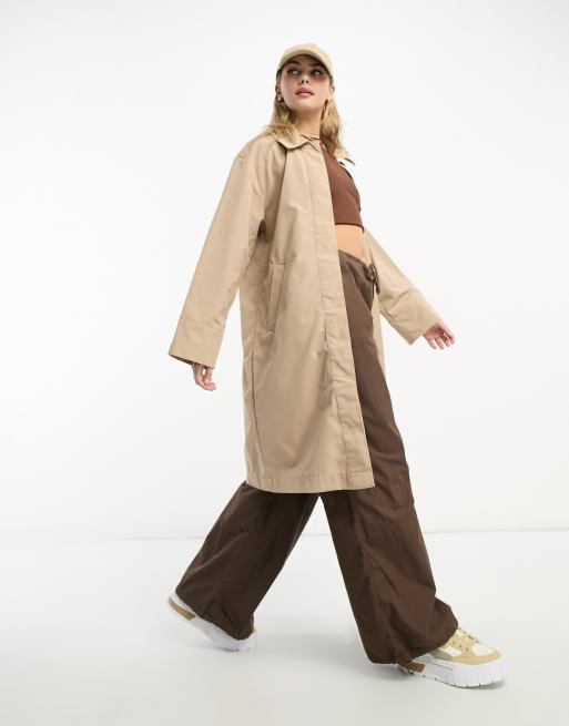 Monki oversized lightweight trench coat in beige