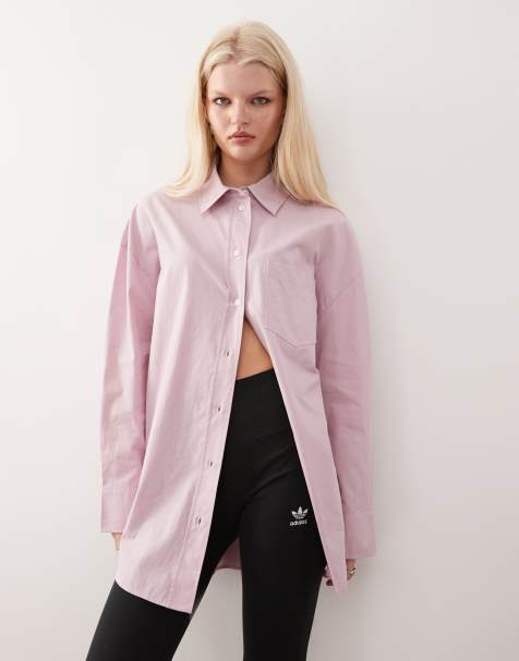 Monki oversized long sleeve shirt in pink - view 1