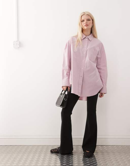 Monki oversized long sleeve shirt in pink | ASOS