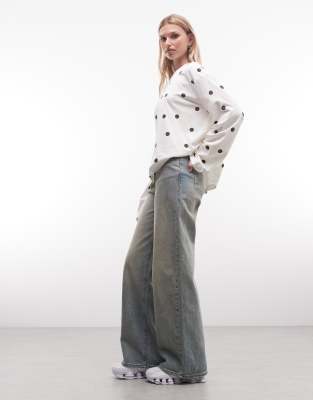 Monki Oversized Long Sleeve T-shirt In Multi