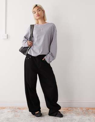 Monki oversized long sleeve T-shirt with side slits in pink