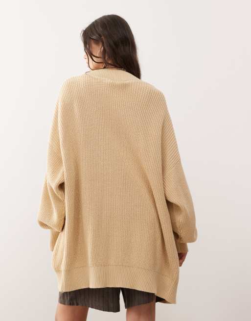 Monki oversized longline cardigan in caramel, 4 of 4