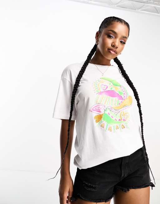Monki oversized love love t-shirt in white