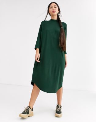 dark green t shirt dress