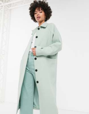 monki midi tailored coat in black