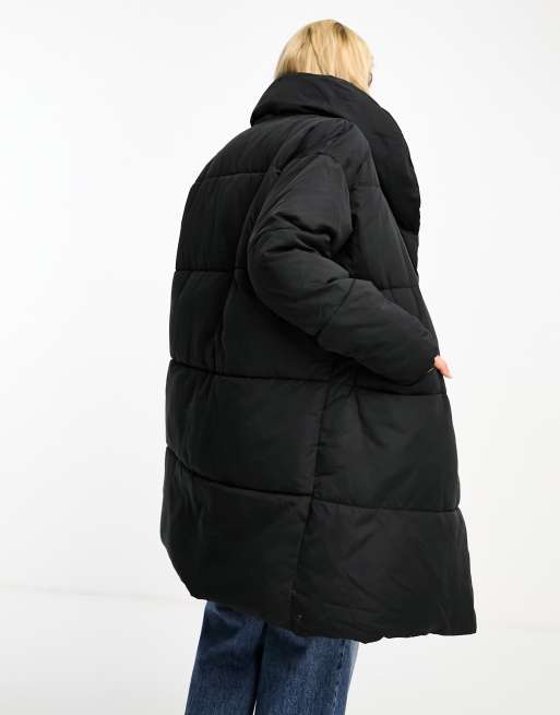 Monki hooded midi puffer hot sale coat