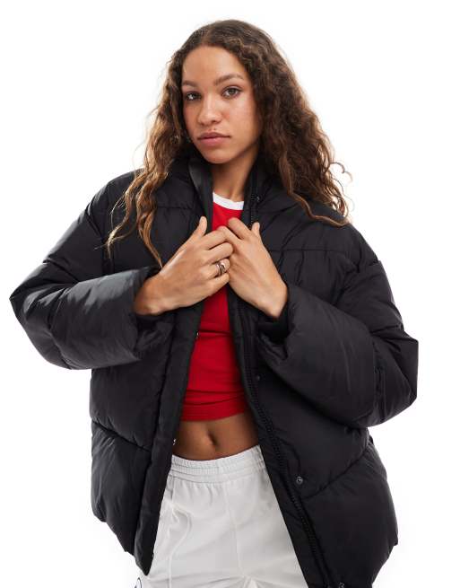 Monki oversized padded coat in black