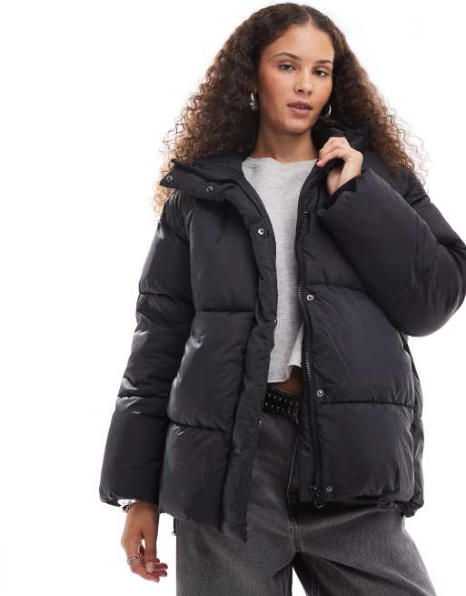 Monki oversized padded coat in black ASOS