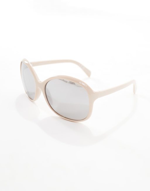 Monki oversized round sunglasses in beige, 2 of 4