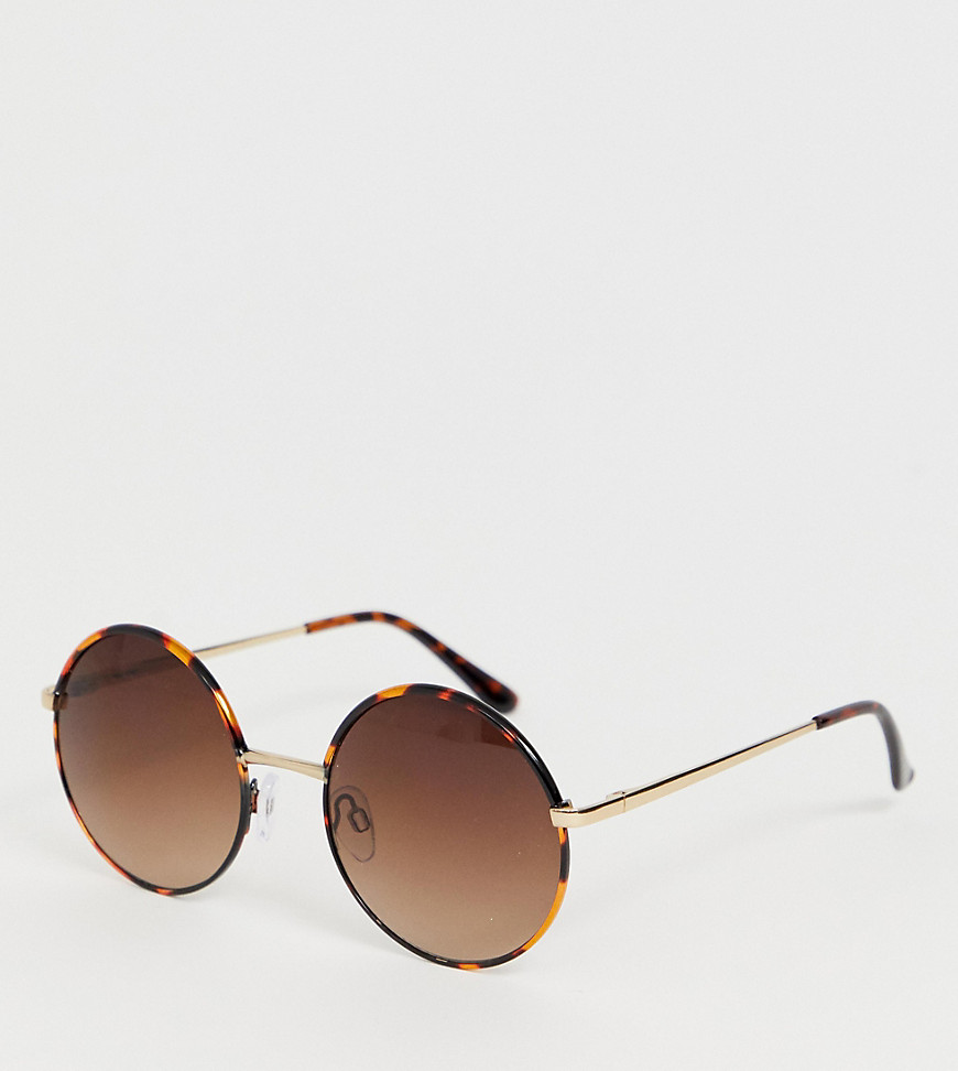 Monki – Oversized runde solbriller med skilpaddestel-Brun
