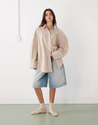 Monki Oversized Shirt In Neutral