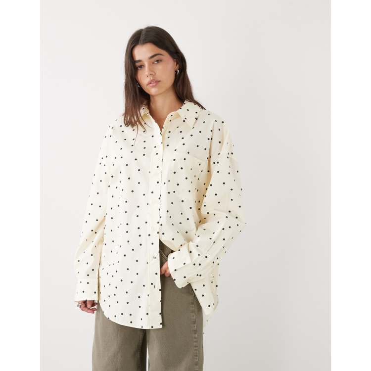 Monki oversized shirt in lemon yellow polka dot | ASOS
