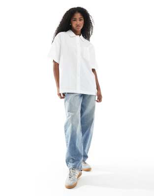 Monki Oversized Short Sleeve Shirt In White