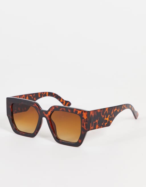 Monki Oversized Square Sunglasses In Brown Tortoiseshell Asos 5842