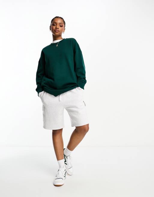 Monki oversized sweatshirt in dark green, 4 of 4