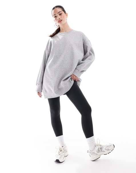 Monki oversized sweatshirt in light grey - view 1