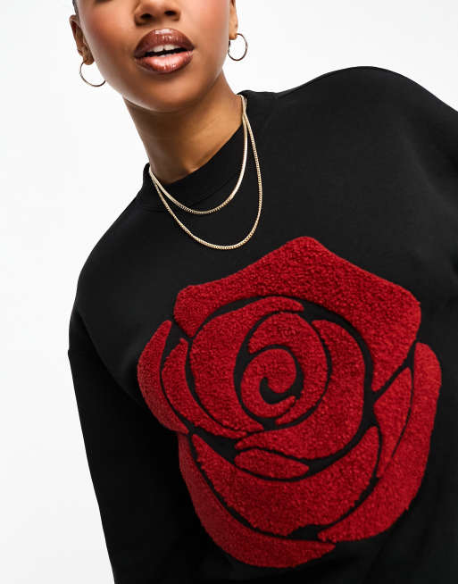 Rose print online sweater