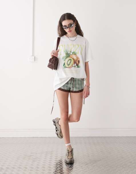 Monki - Oversized T-shirt med kiwiprint foran - view 1