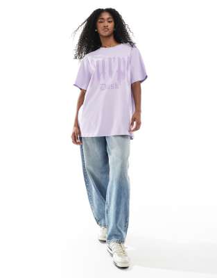 Monki Oversized T-shirt With Front Print In Purple