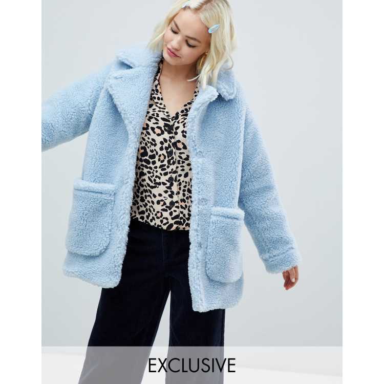 Baby blue deals teddy coat