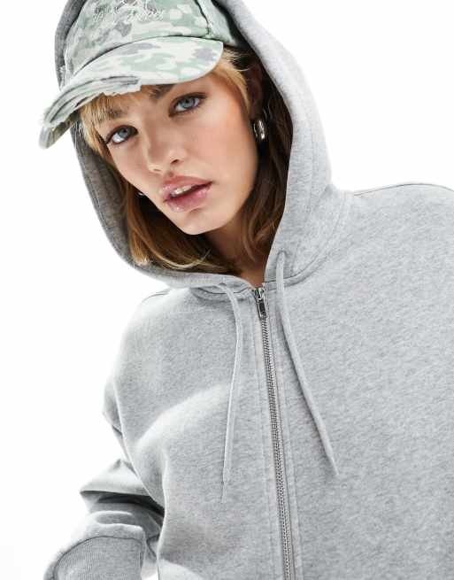 Hooded Sweatshirt Jacket - Gray melange - Ladies