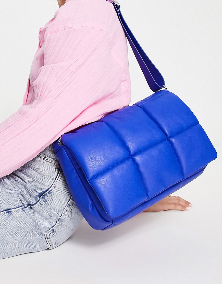 Monki padded bag in bright blue